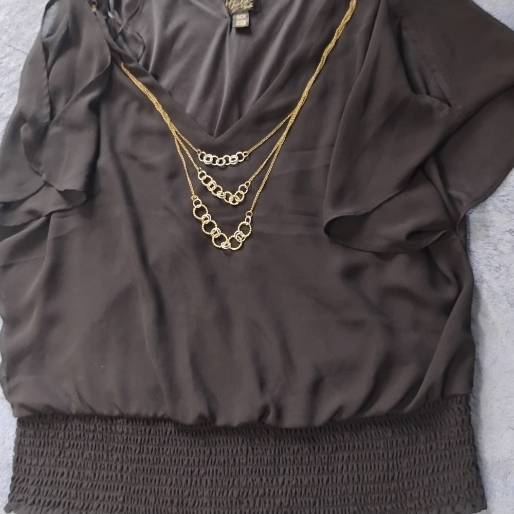 Thalia Sodi Black Satin Blouse
